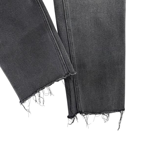 Dear John Frankie Black Denim Studded High Rise Straight Leg Frayed Crop Jeans - Picture 8 of 11